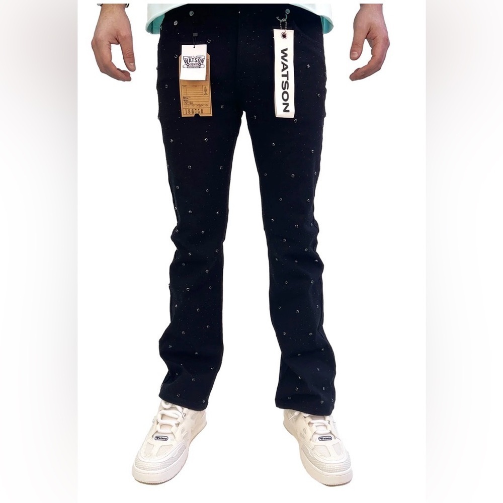 Watson BLACK EMBELLISHED RHINESTONE CRYSTAL DENIM 40